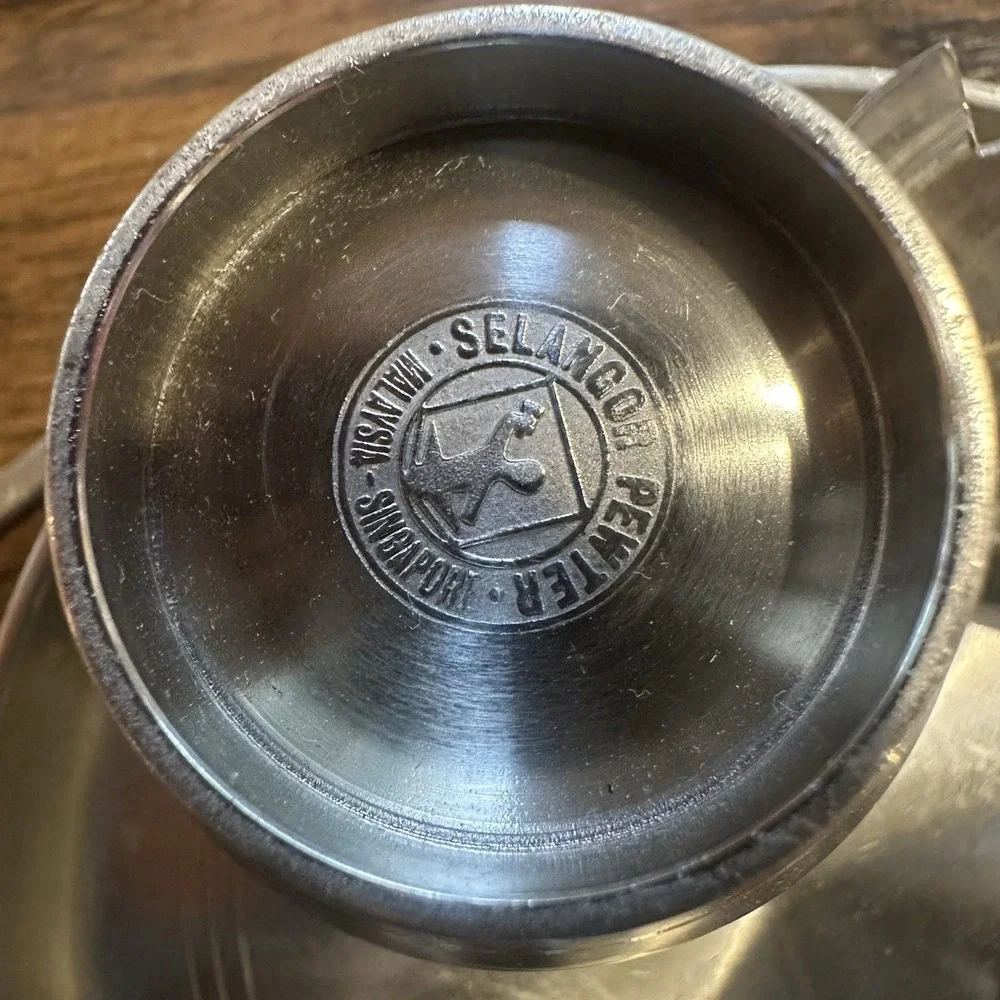 Selangor Pewter Mid Century Cruet Set Salt‎ Pepper Mustard Singapore Malaysia
